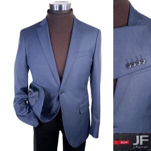 J Ferrar Blazer Mens 40R Slim Blue Sport Suit Coat Jacket Blazer 2 Button